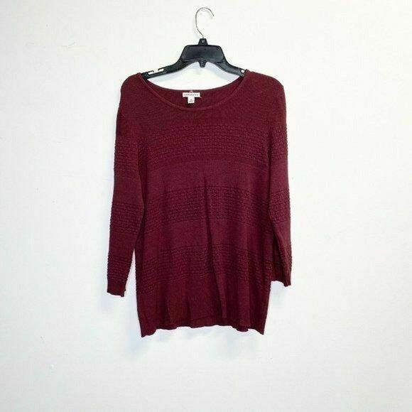 Croft & barrow knit pullover sweater burgundy Blouse sz M cotton - Picture 6 of 12